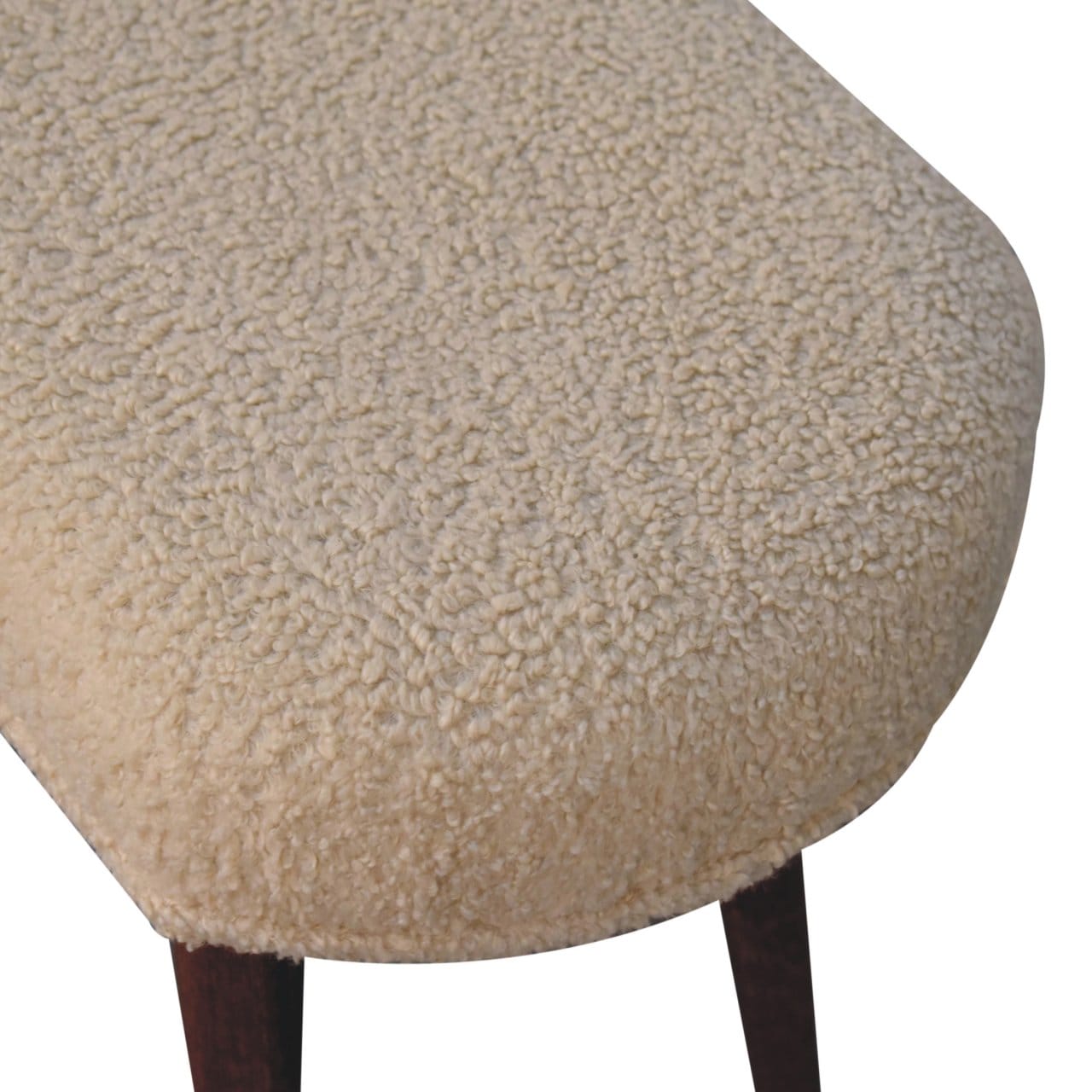 Nordic Honey Caramel Boucle Cream Bench - Solid Mango Wood Seating Furniture for Entryway - product view 4 showing...