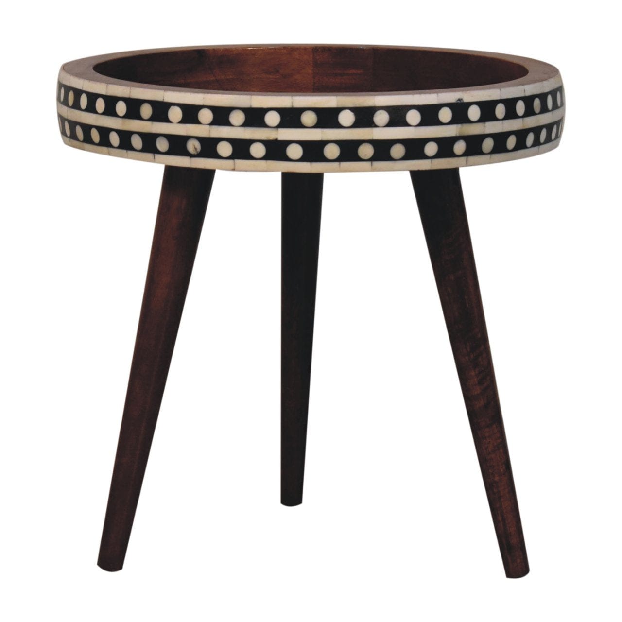Nordic Honey Caramel Patterned Style End Table - Solid Mango Wood Side Table for Living Room - product view 7 showing...