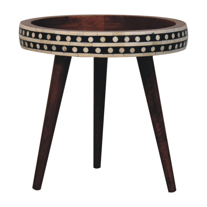 Nordic Honey Caramel Patterned Style End Table - Solid Mango Wood Side Table for Living Room - product view 7 showing...