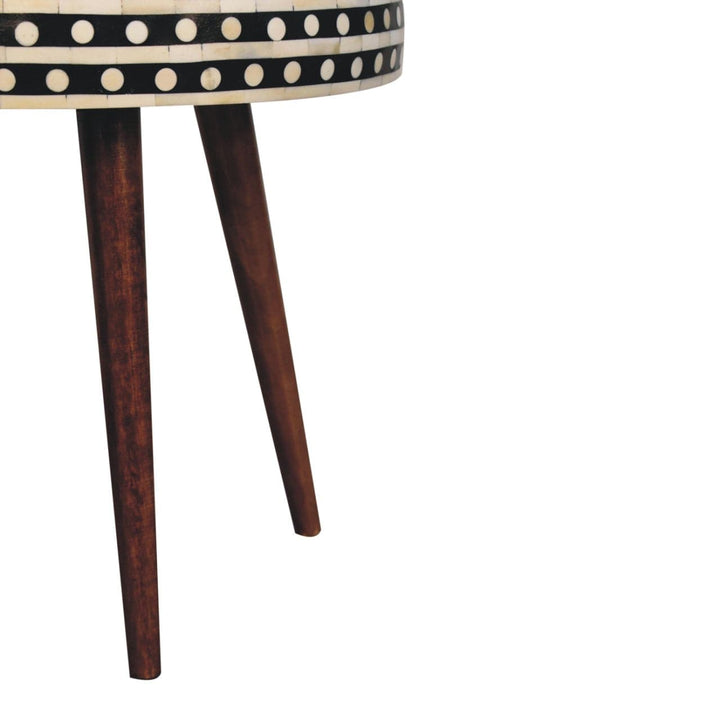 Nordic Honey Caramel Patterned Style End Table - Solid Mango Wood Side Table for Living Room - product view 6 showing...