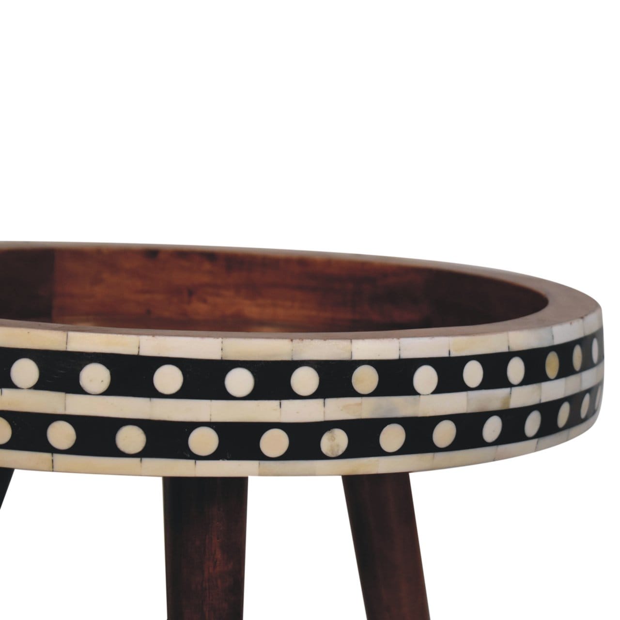Nordic Honey Caramel Patterned Style End Table - Solid Mango Wood Side Table for Living Room - product view 5 showing...