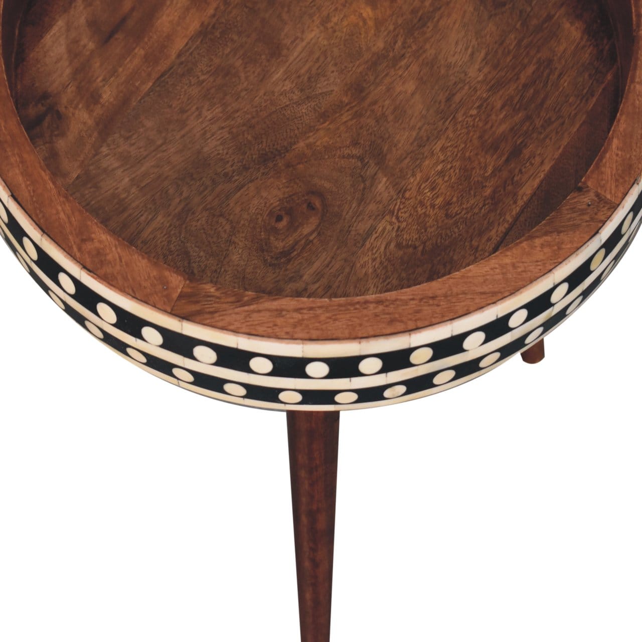 Nordic Honey Caramel Patterned Style End Table - Solid Mango Wood Side Table for Living Room - product view 4 showing...
