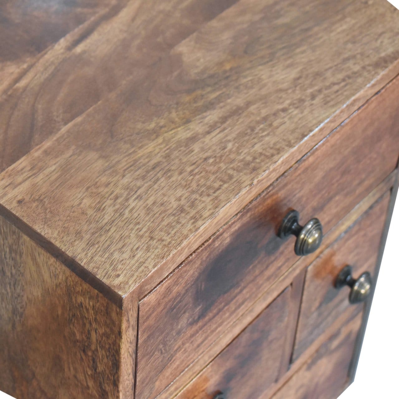 Nordic Honey Caramel Style 4 Drawer Multi Nightstand - Solid Mango Wood Bedside Table for Bedroom - product view 6...