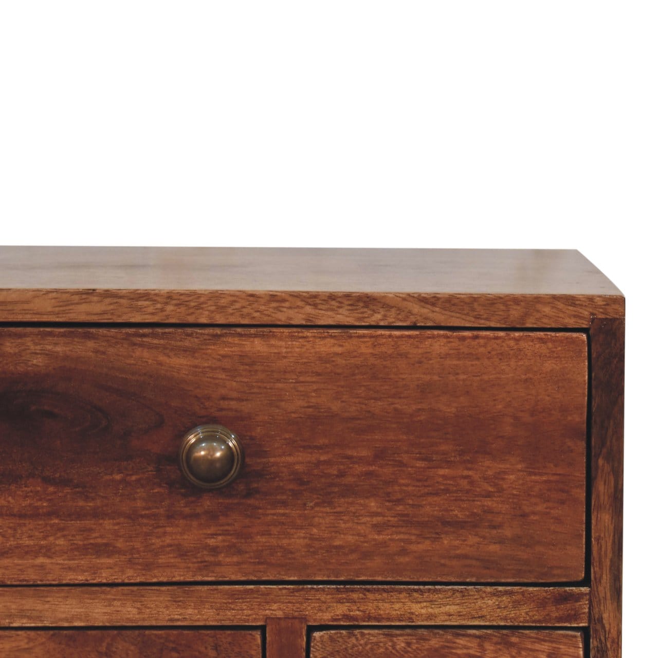 Nordic Honey Caramel Style 4 Drawer Multi Nightstand - Solid Mango Wood Bedside Table for Bedroom - product view 5...
