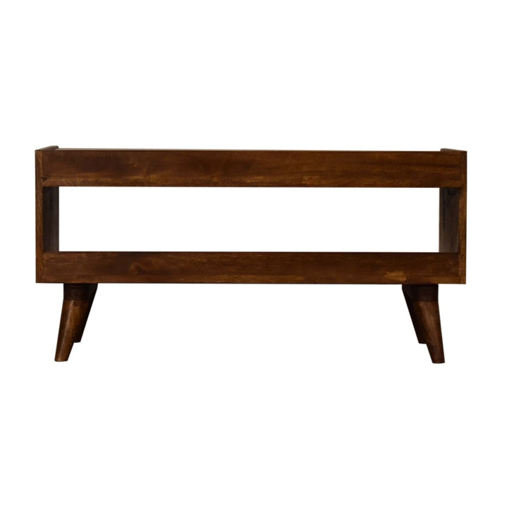 Nordic Mud Linen Storage Bench - Solid Mango Wood Seating Furniture for Entryway - product view 9 showing handcrafted...