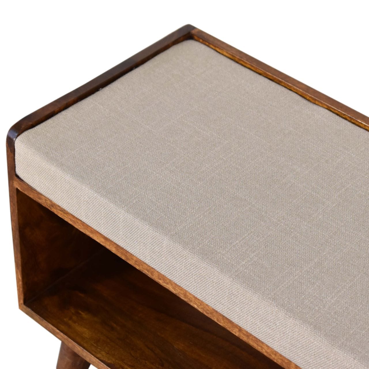 Nordic Mud Linen Storage Bench - Solid Mango Wood Seating Furniture for Entryway - product view 6 showing handcrafted...