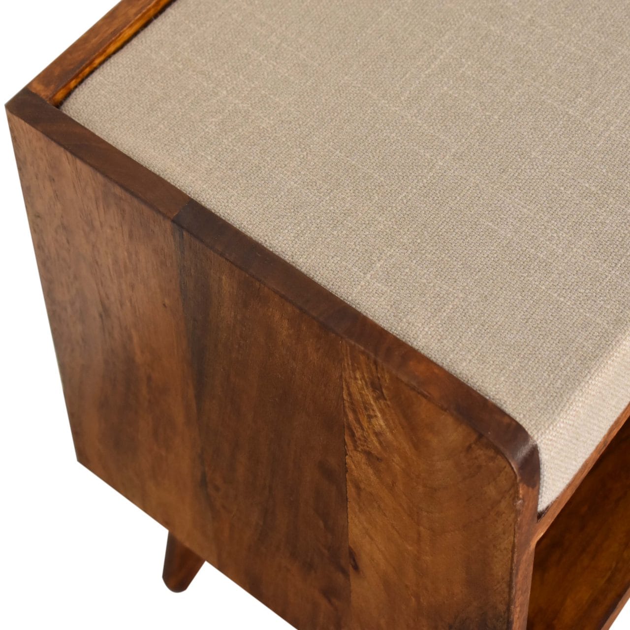 Nordic Mud Linen Storage Bench - Solid Mango Wood Seating Furniture for Entryway - product view 5 showing handcrafted...