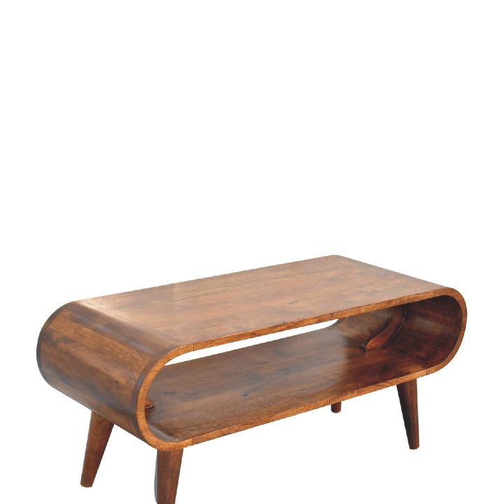 Nordic Style Coffee Table - Solid Mango Wood Center Table for Living Room - product view 7 showing handcrafted solid...