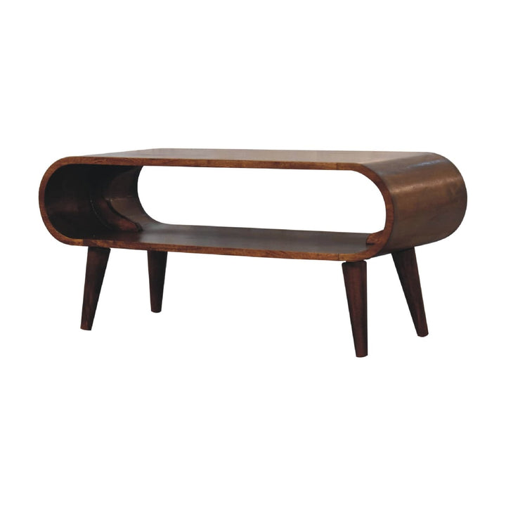 Nordic Style Coffee Table - Solid Mango Wood Center Table for Living Room - product view 5 showing handcrafted solid...