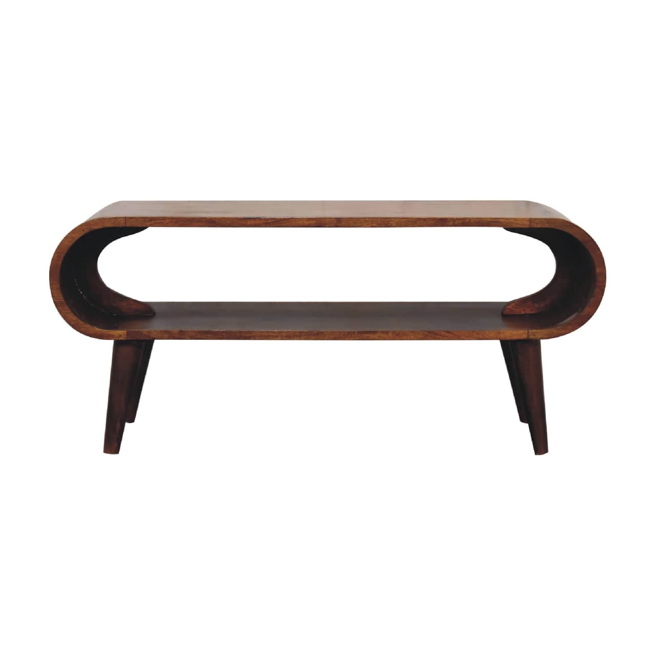 Nordic Style Coffee Table - Solid Mango Wood Center Table for Living Room - product view 4 showing handcrafted solid...