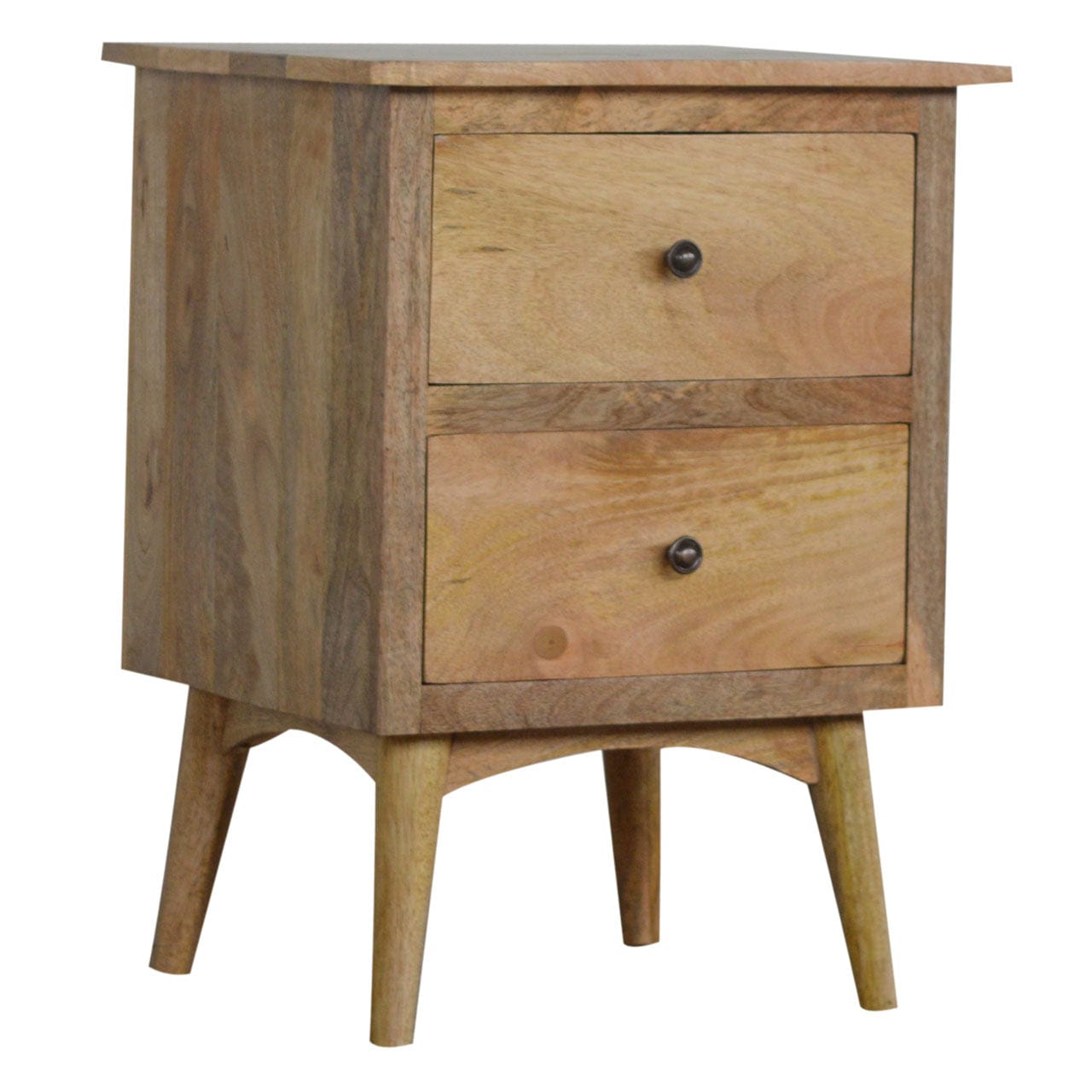 Nordic Style Nightstand - Solid Mango Wood Bedside Table for Bedroom - product view 2 showing handcrafted solid mango...