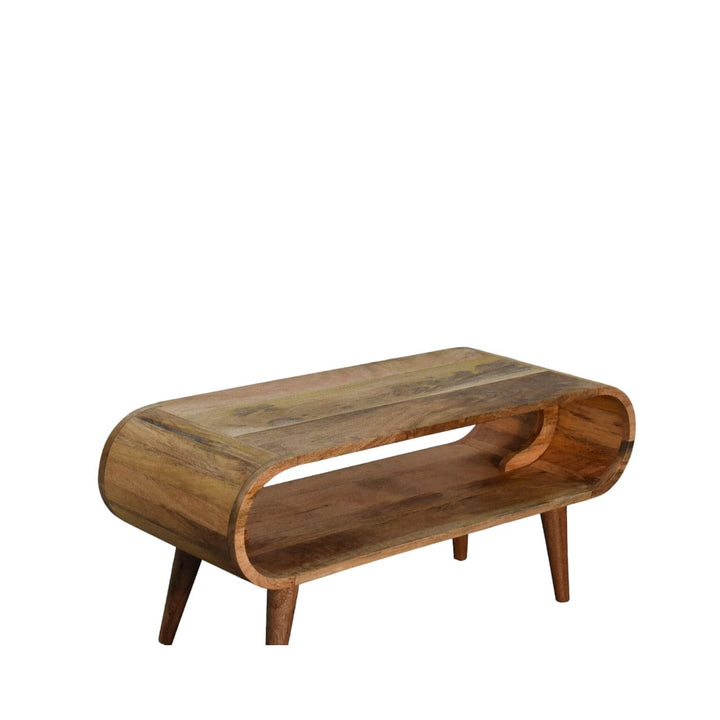 Nordic Style Oak-ish Coffee Table - Solid Mango Wood Center Table for Living Room - product view 8 showing handcrafted...