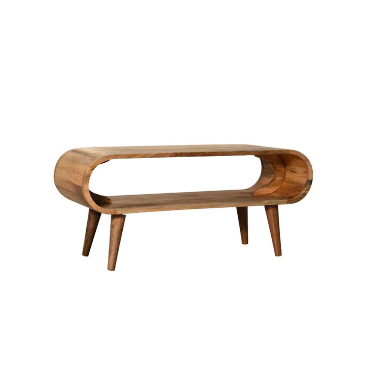 Nordic Style Oak-ish Coffee Table - Solid Mango Wood Center Table for Living Room - product view 3 showing handcrafted...
