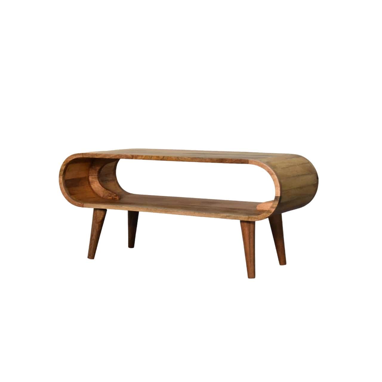 Nordic Style Oak-ish Coffee Table - Solid Mango Wood Center Table for Living Room - product view 2 showing handcrafted...