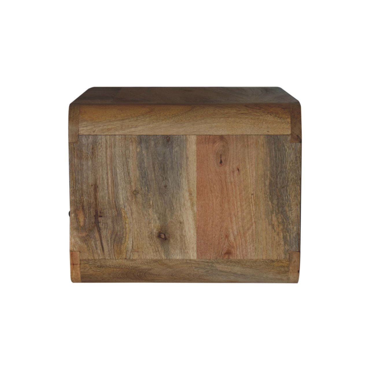 Oak-ish Curve Upper Slot Floating Nightstand - Solid Mango Wood Bedside Table for Bedroom - product view 9 showing...