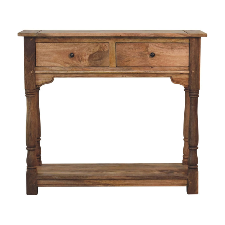 Oak-ish Dining Set Dining Table - Solid Mango Wood Kitchen Table - product view 7 showing handcrafted solid mango wood...