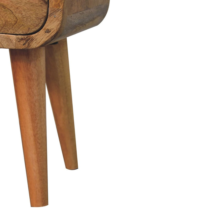 Oak-ish Extra Mini Nightstand - Solid Mango Wood Bedside Table for Bedroom - product view 8 showing handcrafted solid...