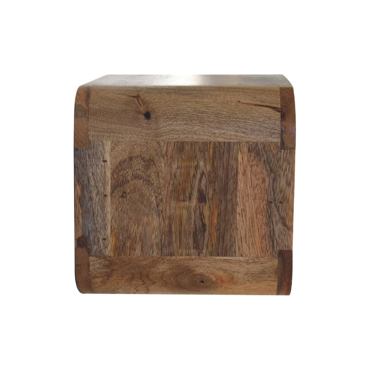 Oak-ish Floating Open Curve Nightstand - Solid Mango Wood Bedside Table for Bedroom - product view 6 showing handcrafted...