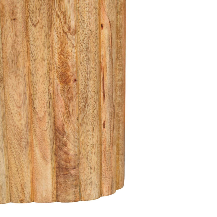 Oak-ish Marble Top End Table in Solid Mango Wood - product view 9 showing handcrafted solid mango wood side table