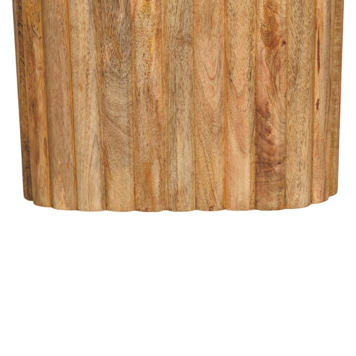Oak-ish Marble Top End Table in Solid Mango Wood - product view 7 showing handcrafted solid mango wood side table