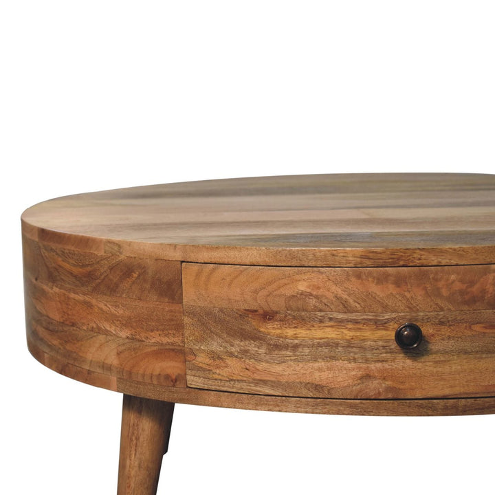 Odyssey Oak-ish Coffee Table - Solid Mango Wood Center Table for Living Room - product view 6 showing handcrafted solid...