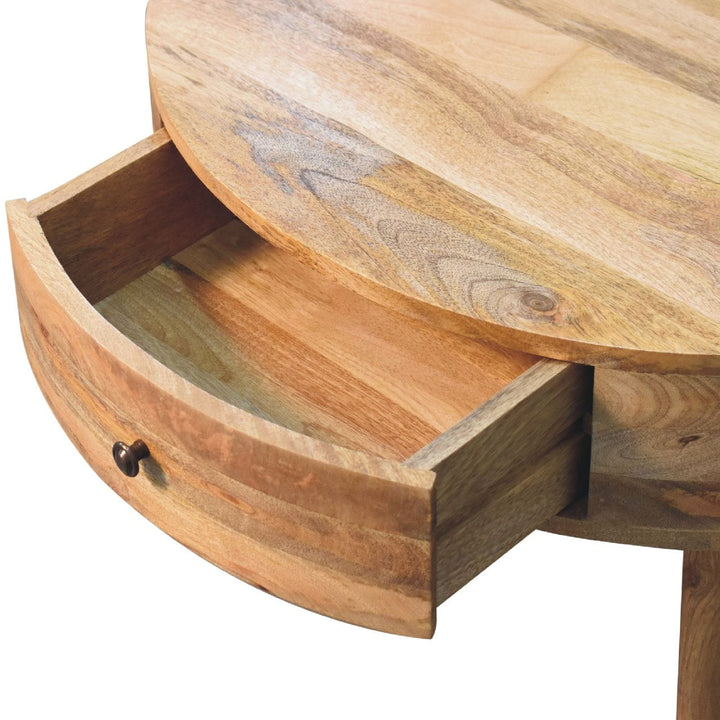 Odyssey Oak-ish Coffee Table - Solid Mango Wood Center Table for Living Room - product view 4 showing handcrafted solid...