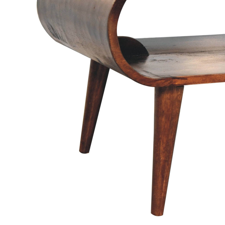 Open California Walnut Coffee Table - Solid Mango Wood Center Table for Living Room - product view 8 showing handcrafted...