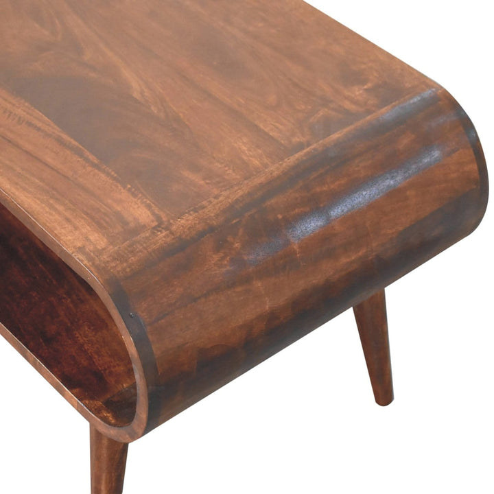 Open California Walnut Coffee Table - Solid Mango Wood Center Table for Living Room - product view 7 showing handcrafted...