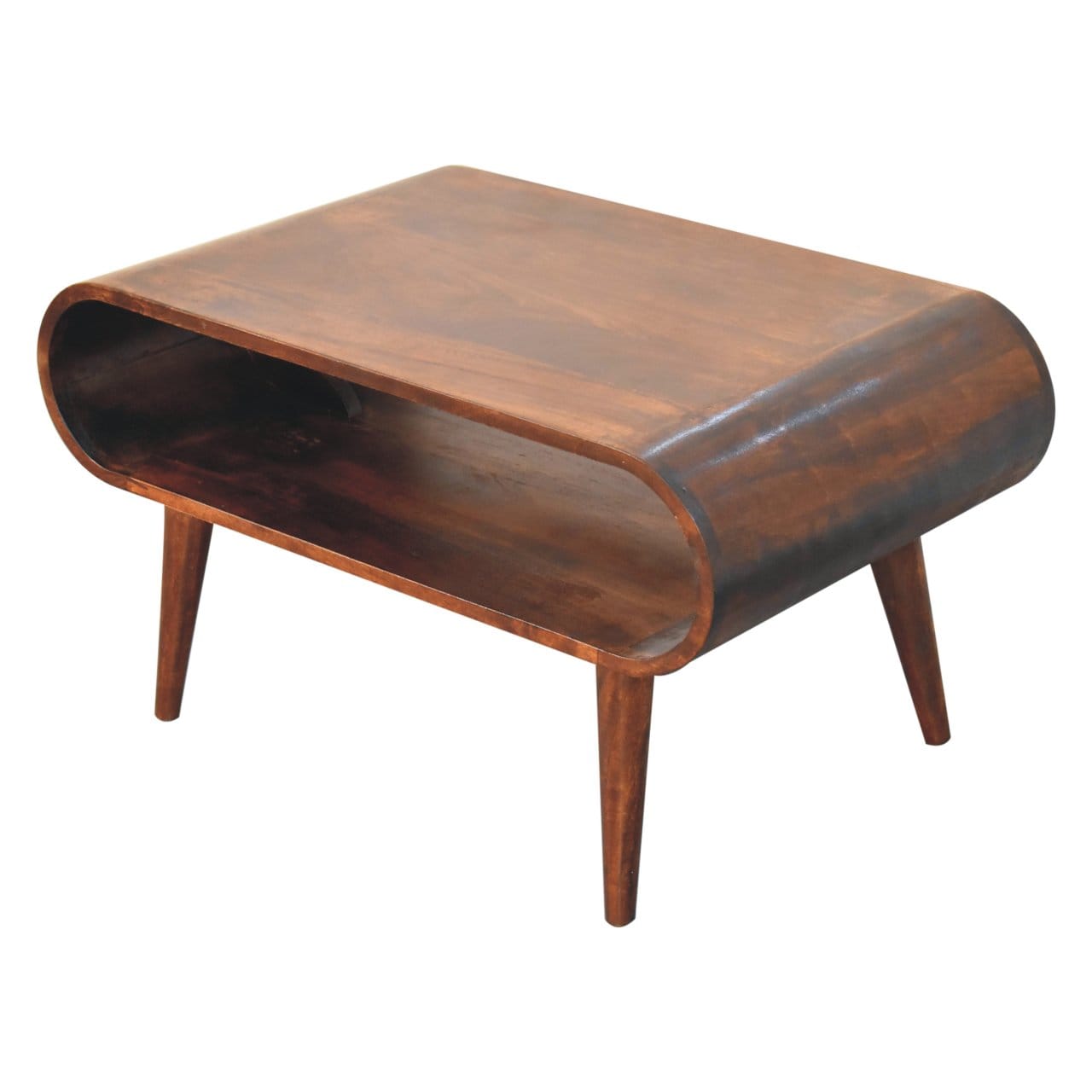 Open California Walnut Coffee Table - Solid Mango Wood Center Table for Living Room - product view 6 showing handcrafted...