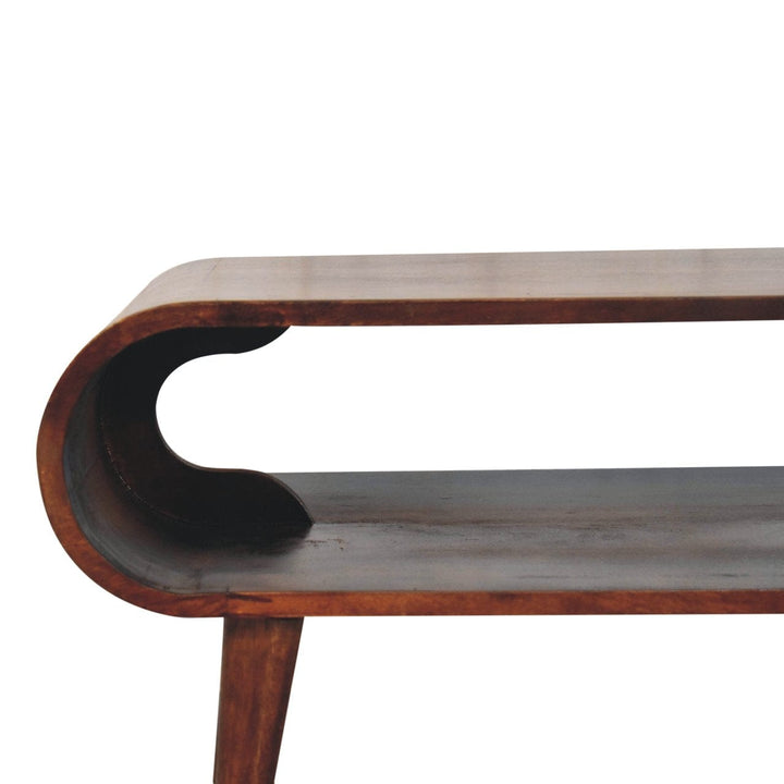 Open California Walnut Coffee Table - Solid Mango Wood Center Table for Living Room - product view 5 showing handcrafted...