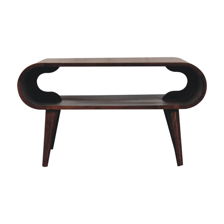 Open California Walnut Coffee Table - Solid Mango Wood Center Table for Living Room - product view 2 showing handcrafted...