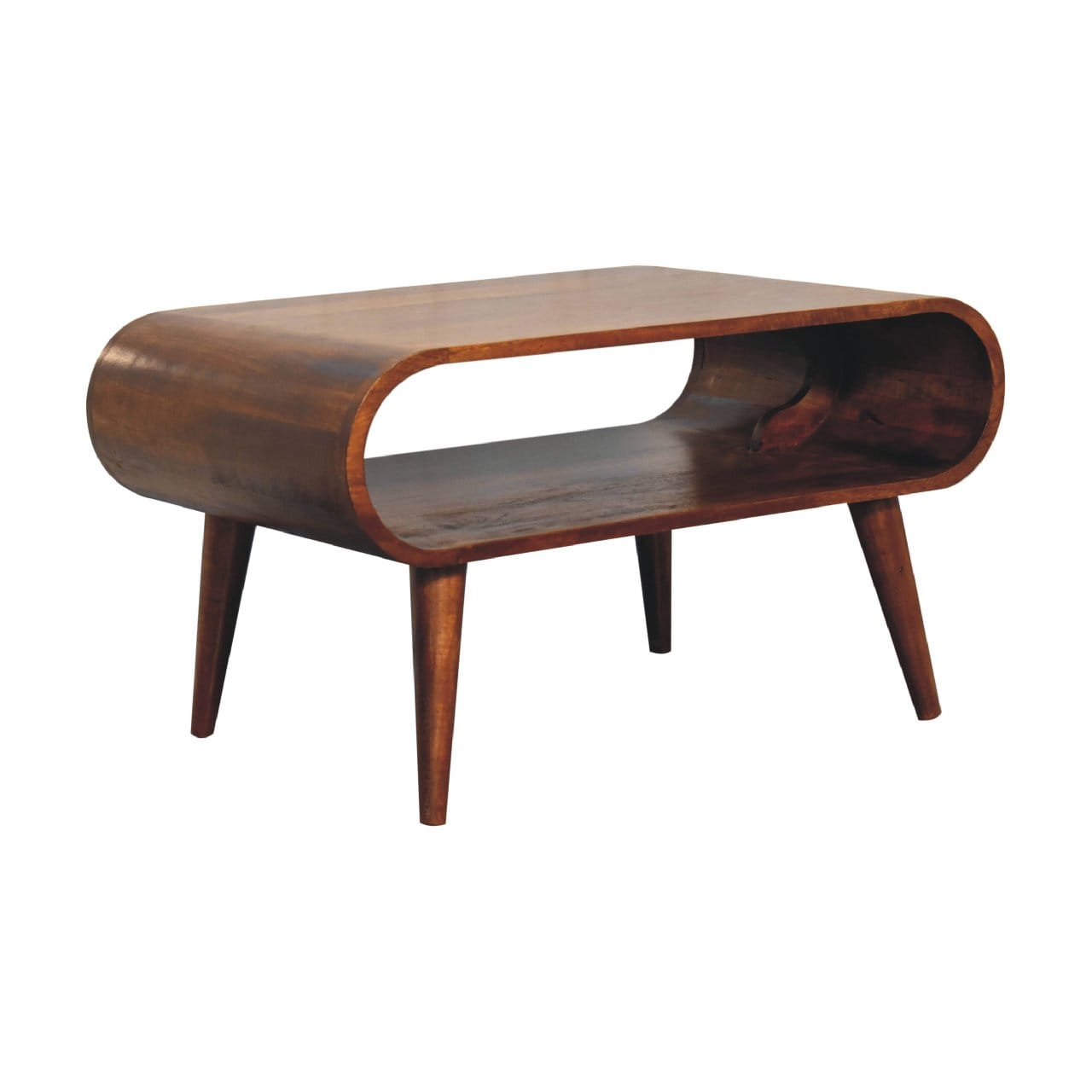 Open Chestnut Coffee Table - Solid Mango Wood Center Table for Living Room - product view 4 showing handcrafted solid...