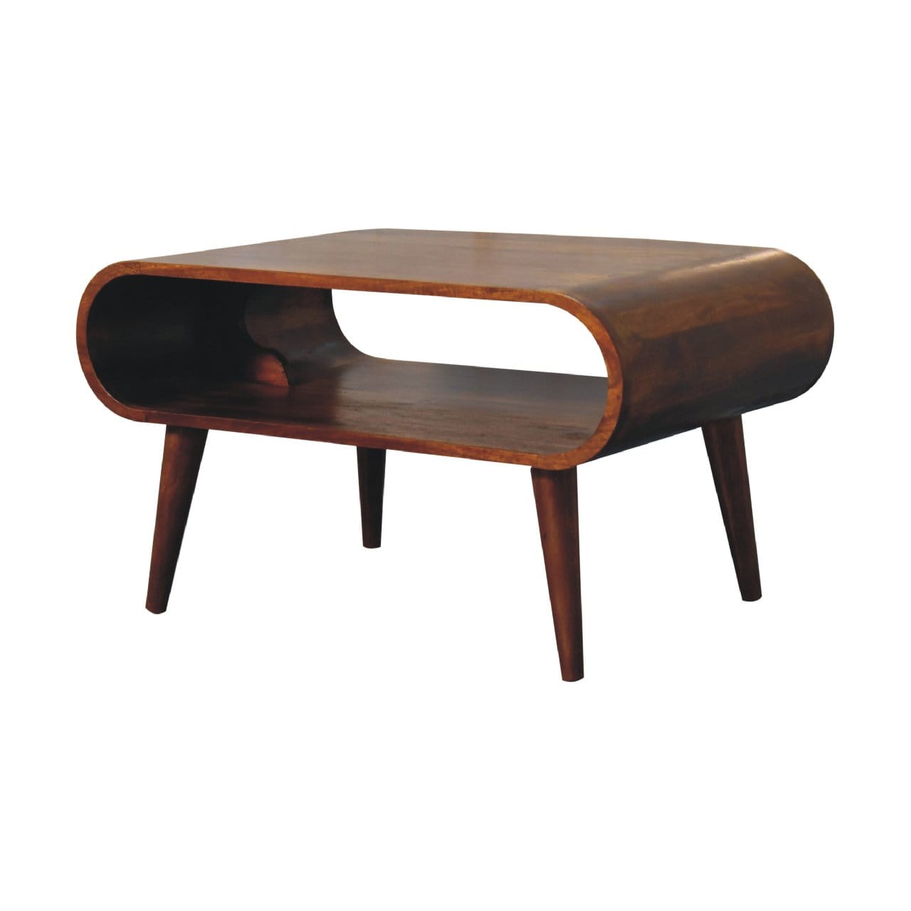 Open Chestnut Coffee Table - Solid Mango Wood Center Table for Living Room - product view 3 showing handcrafted solid...