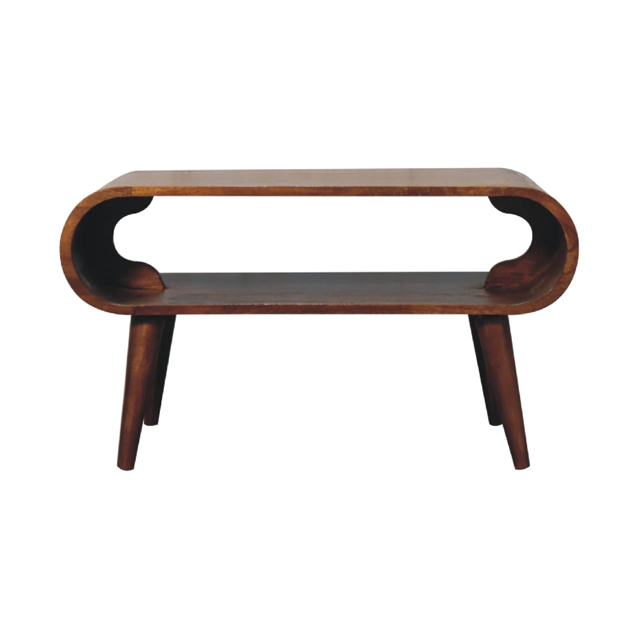 Open Chestnut Coffee Table - Solid Mango Wood Center Table for Living Room - product view 2 showing handcrafted solid...