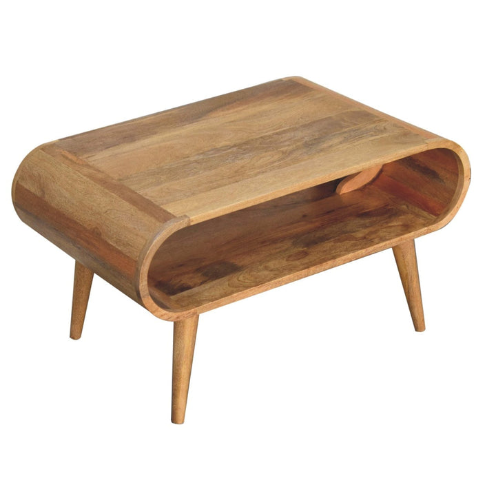 Open Oak-ish Coffee Table - Solid Mango Wood Center Table for Living Room - product view 7 showing handcrafted solid...