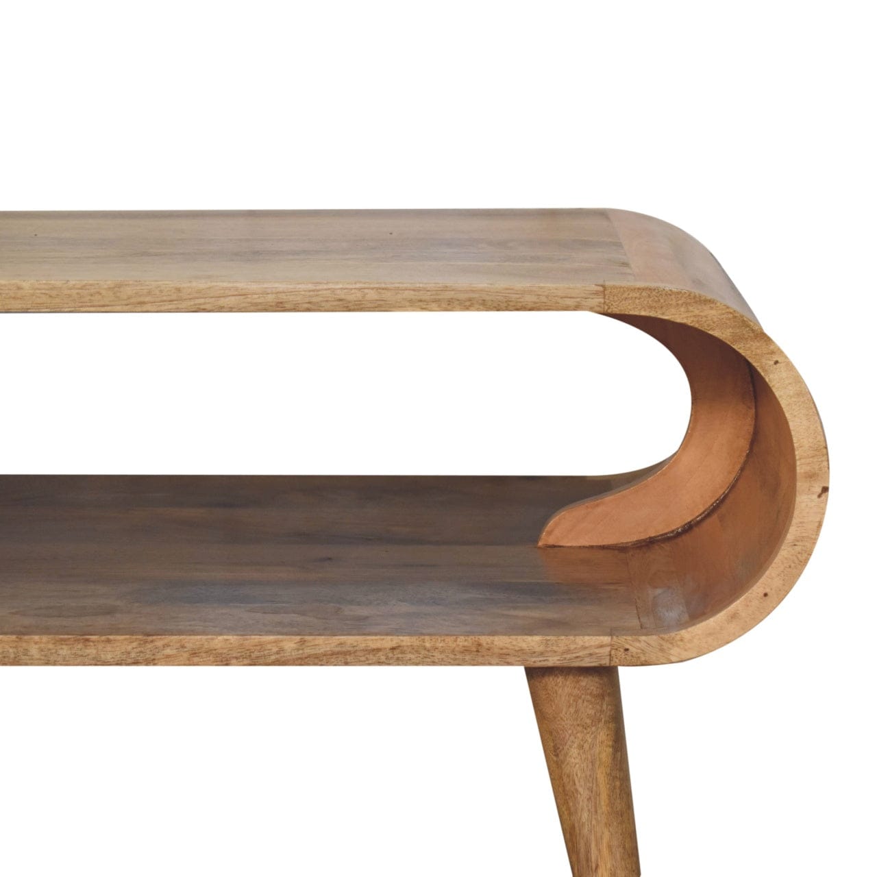 Open Oak-ish Coffee Table - Solid Mango Wood Center Table for Living Room - product view 5 showing handcrafted solid...