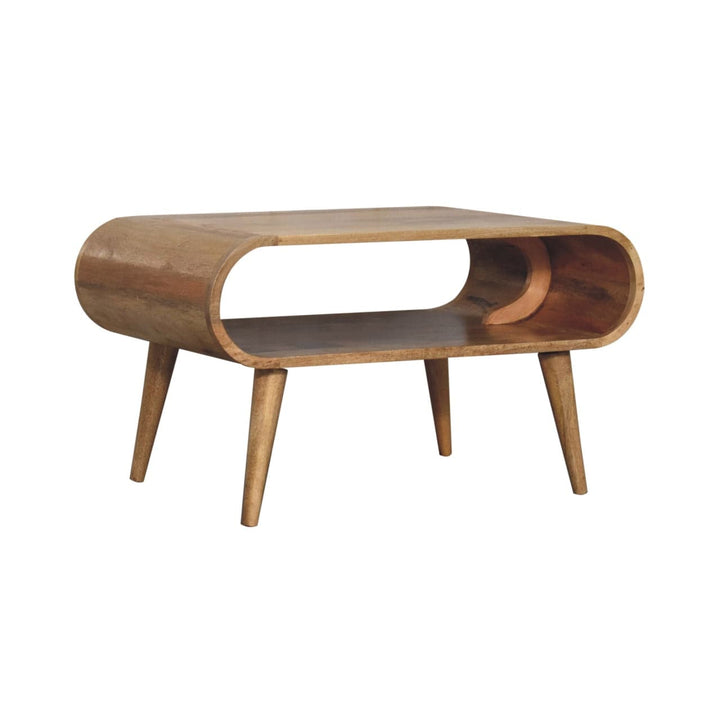 Open Oak-ish Coffee Table - Solid Mango Wood Center Table for Living Room - product view 4 showing handcrafted solid...