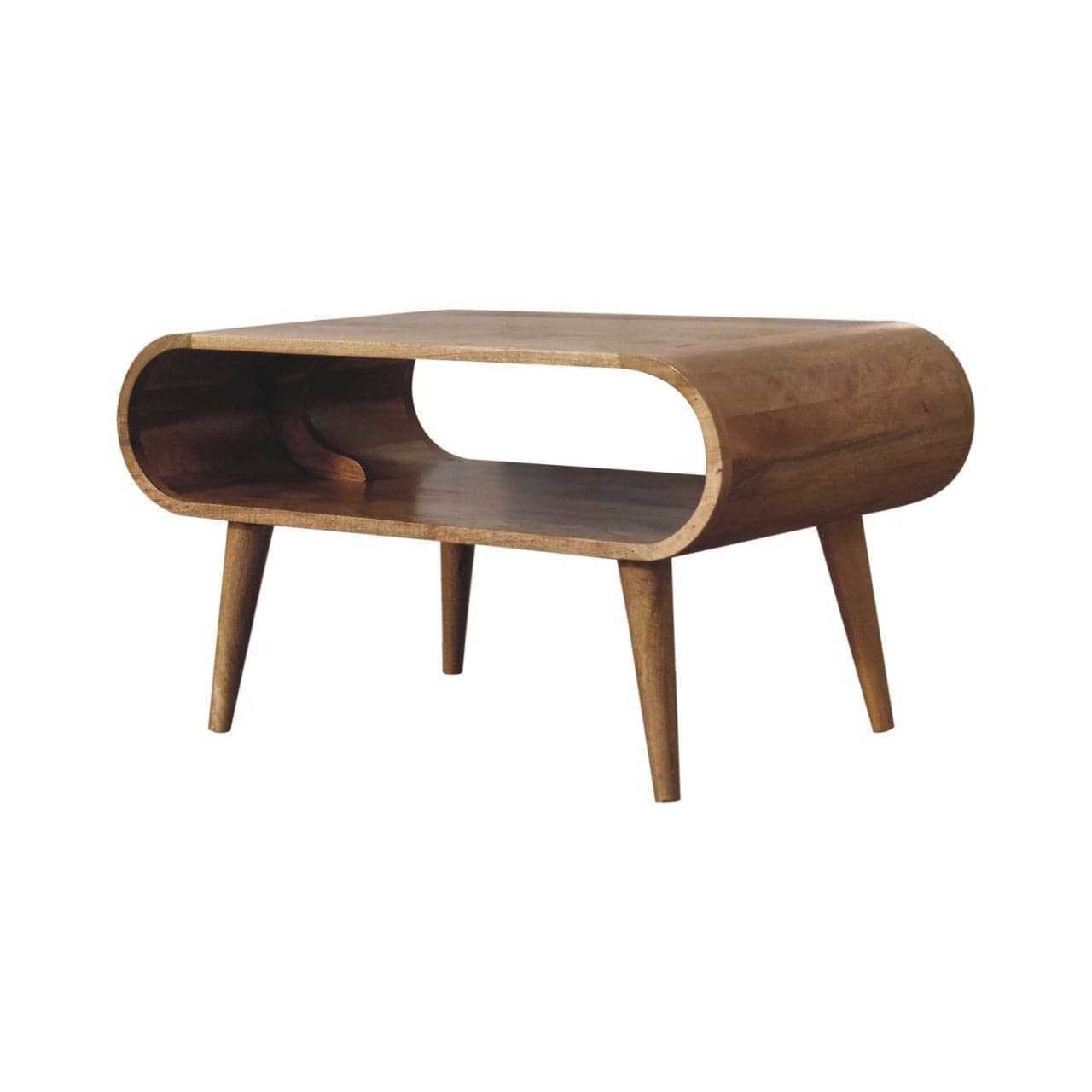 Open Oak-ish Coffee Table - Solid Mango Wood Center Table for Living Room - product view 3 showing handcrafted solid...