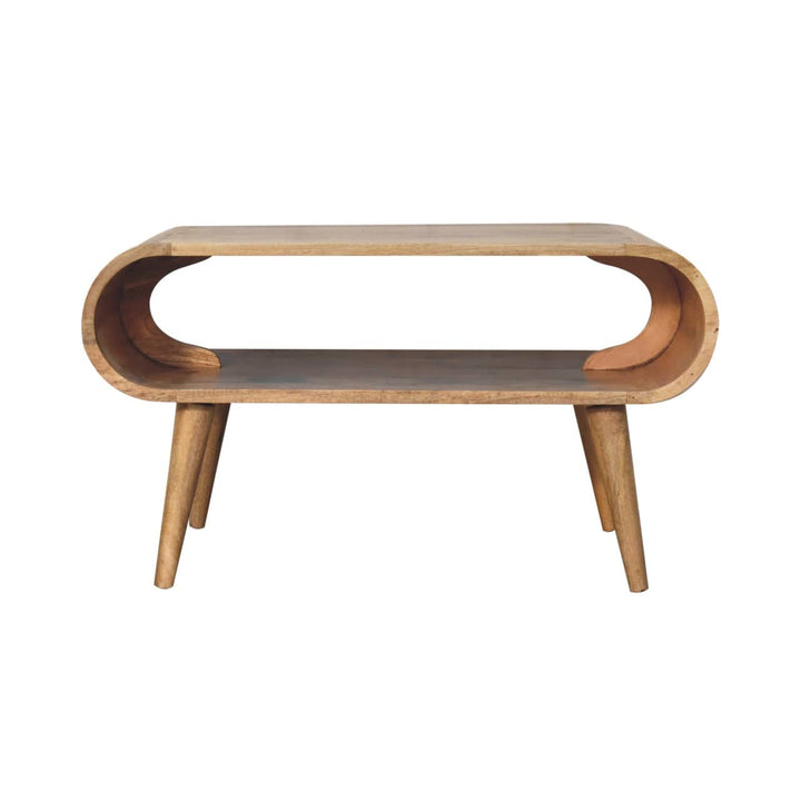 Open Oak-ish Coffee Table - Solid Mango Wood Center Table for Living Room - product view 2 showing handcrafted solid...