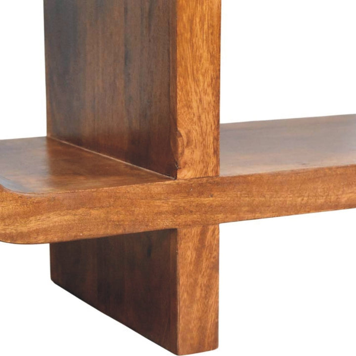 Orion Curved Chestnut TV Stand - Solid Mango Wood Entertainment Center for Living Room - product view 8 showing...