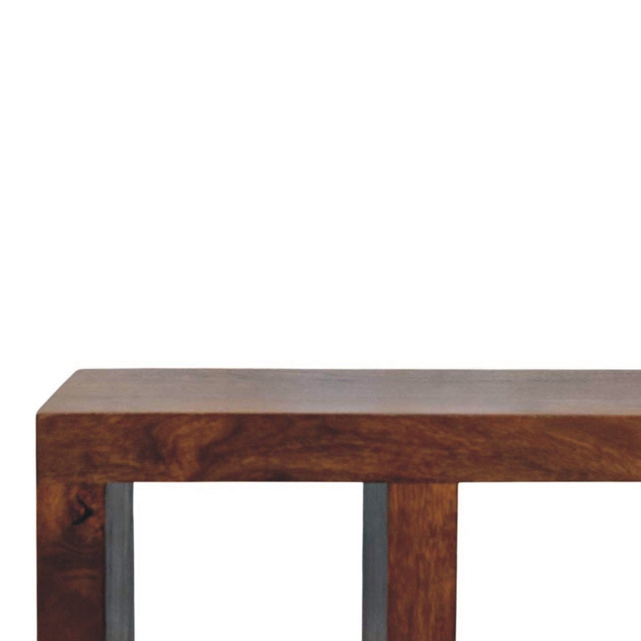 Orion Curved Chestnut TV Stand - Solid Mango Wood Entertainment Center for Living Room - product view 4 showing...