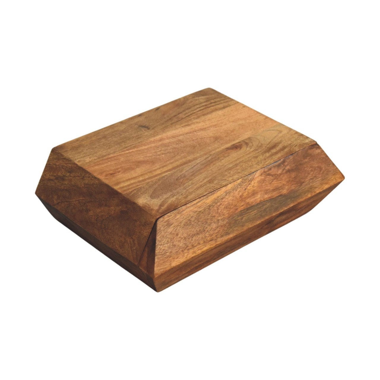 Wall-Mounted Golden Teak Nightstand - Solid Mango Wood Floating Bedside Table - product view 5 showing handcrafted solid...