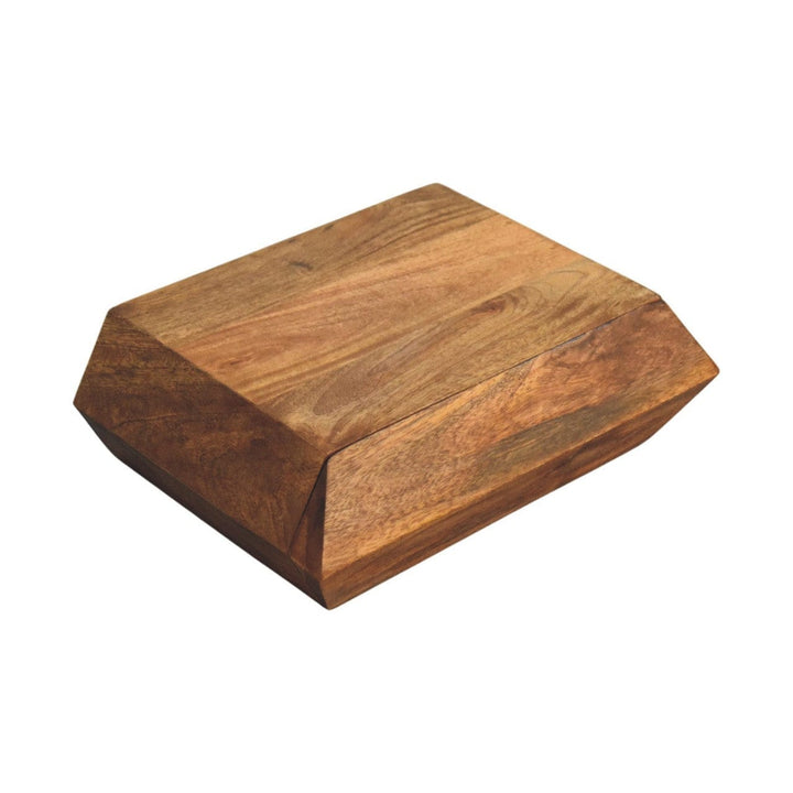 Wall-Mounted Golden Teak Nightstand - Solid Mango Wood Floating Bedside Table - product view 5 showing handcrafted solid...
