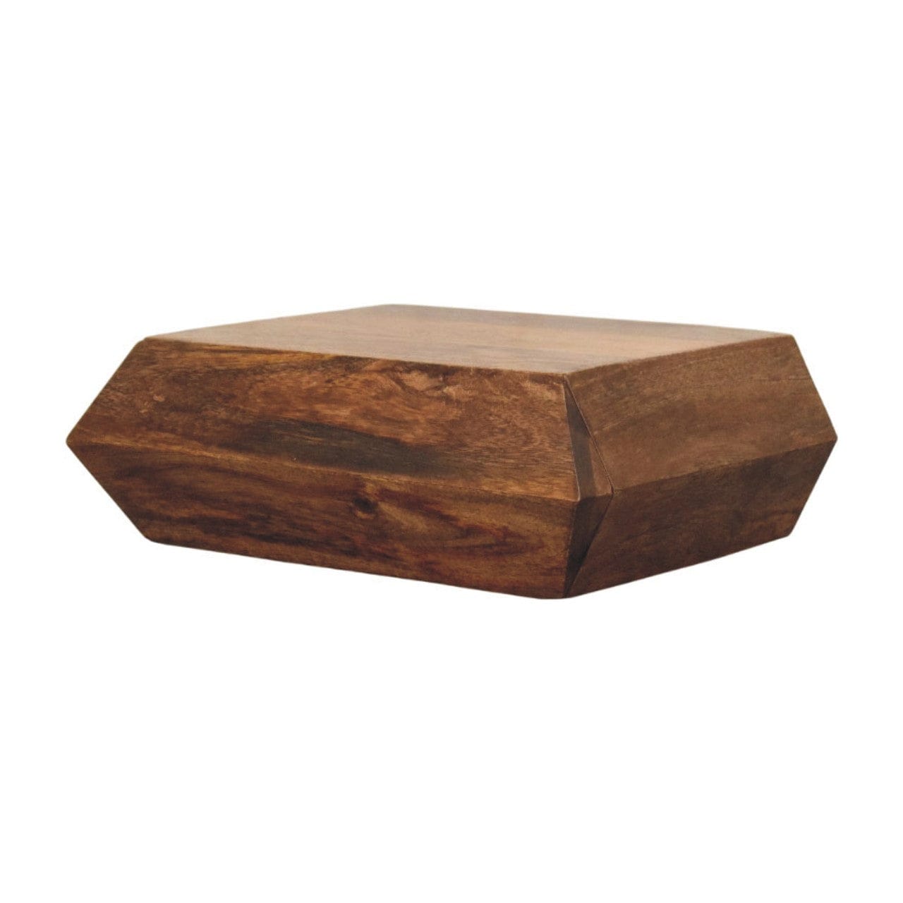 Wall-Mounted Golden Teak Nightstand - Solid Mango Wood Floating Bedside Table - product view 3 showing handcrafted solid...