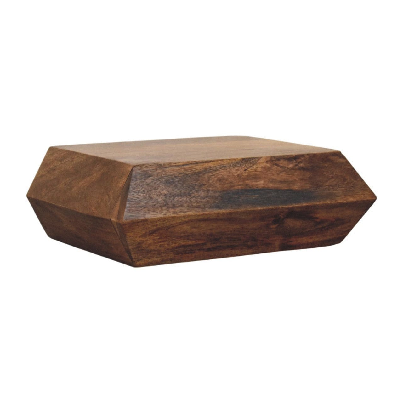 Wall-Mounted Golden Teak Nightstand - Solid Mango Wood Floating Bedside Table - product view 2 showing handcrafted solid...