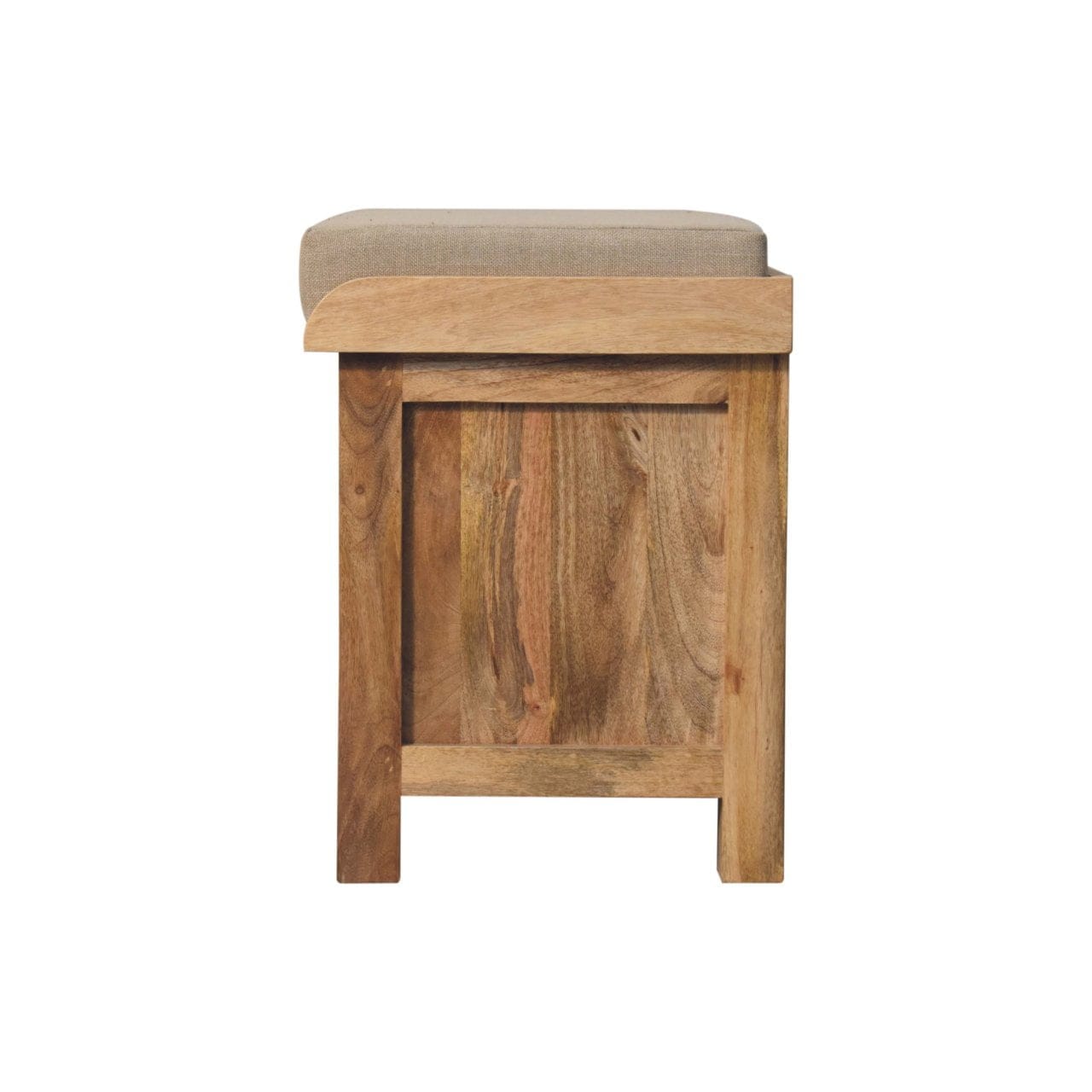 Rattan Basket Linen Bench - Solid Mango Wood Seating Furniture for Entryway - product view 9 showing handcrafted solid...