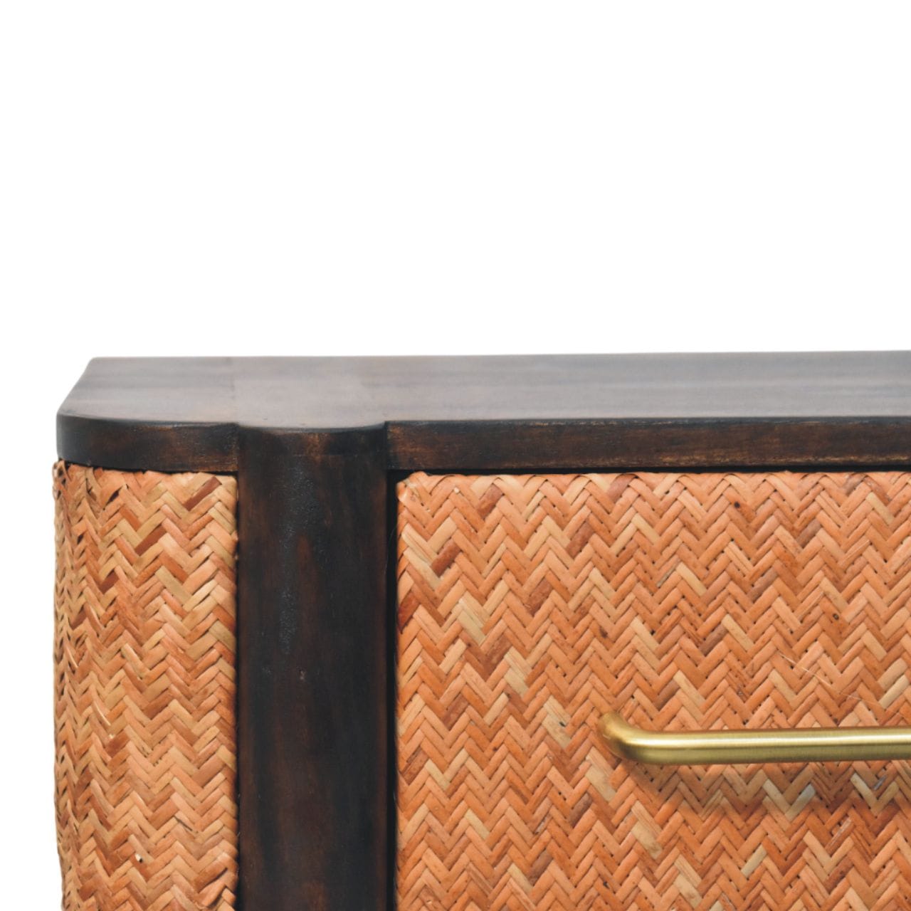 Floating Rattan Nightstand - Wall-Mounted Mango Wood Bedside Table - product view 4 showing handcrafted solid mango wood...