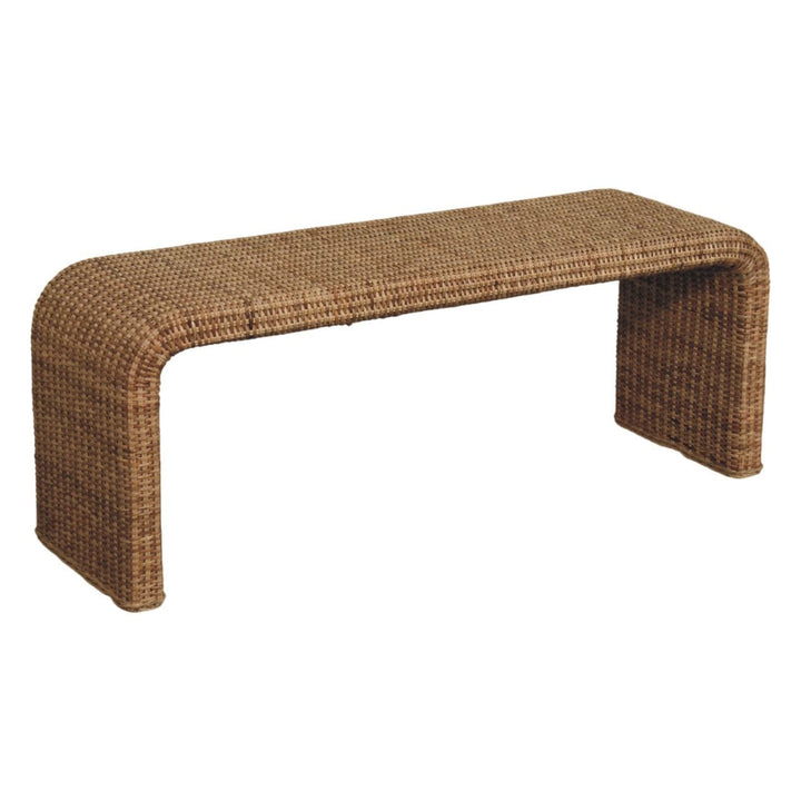 Rattan Weave Bench - Solid Mango Wood Seating Furniture for Entryway - product view 6 showing handcrafted solid mango...