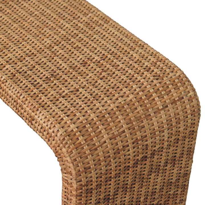 Rattan Weave Bench - Solid Mango Wood Seating Furniture for Entryway - product view 5 showing handcrafted solid mango...