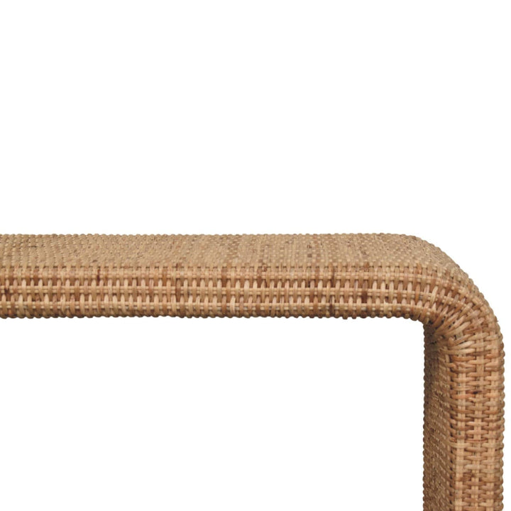 Rattan Weave Bench - Solid Mango Wood Seating Furniture for Entryway - product view 4 showing handcrafted solid mango...